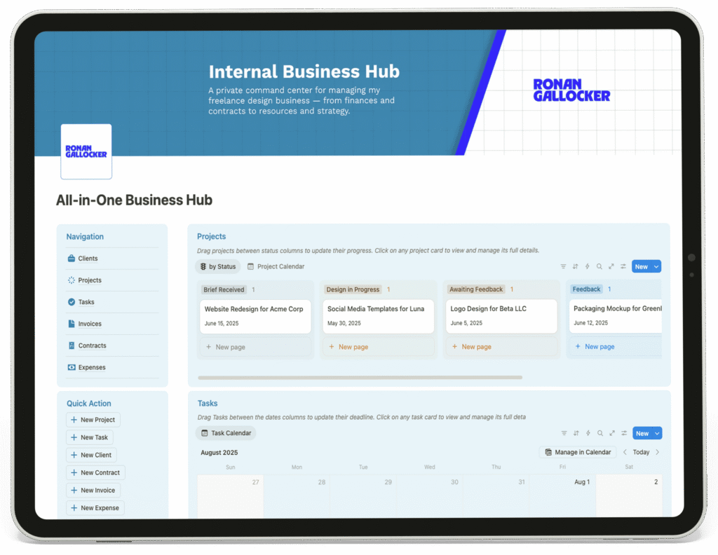 The central dashboard of the agency's Notion operating system.